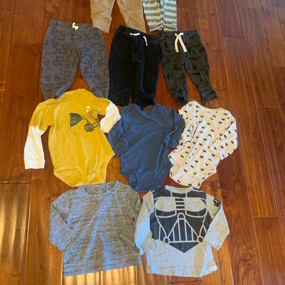 10 Piece Clothing Lot Boys 18 Month Long Sleeve Shirts & Pants - GAP Carter's ON